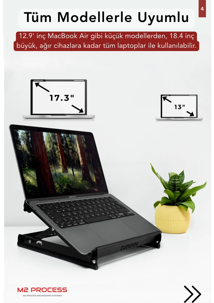 Çelik Laptop Standı Notebook Macbook Yükseltici Tüm Modellerle Uyumlu Altlık 5 Açılı Ayarlanabilir